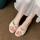 MQTIME  -  Women's Fashion Color Block Sexy Open Toe High Heel Sandals Summer PU Leather Outdoor Casual Party Dress Women's Slippers