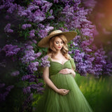  MQTIME  -  Sage Green Maternity Robes Photoshoot Customized Simple Tulle Ruffles Pregnancy Dresses For Photo Shoot Women Dress Baby Shower