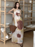 MQTIME  -  Elegant Sexy sleeveless tie dye print slip Dress korean fashion Fairy A-line Vestidos Women Beach loose split Dresses