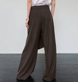 MQTIME  -  Spliced Wrapped Wide-leg Pants Women's 2025 Autumn New Design High-waisted Slimming Casual Trousers Women's Clothing