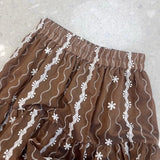 MQTIME  -  Korean Korean Casual Crochet Geometric Print A-LINE Mid-length Fashion Skirts