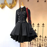 MQTIME  -  Women's Vintage Gothic Green Bowknot Lace Up Lolita Dress Retro Style Solid Color Trumpet Sleeve Princess Dress Party Wear