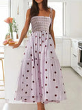 MQTIME  -  Strap Long Dress Summer Wrapped Embroidery Dress A-line Sunflower Design Ruffled Midi Length Vestidos Boho Robes