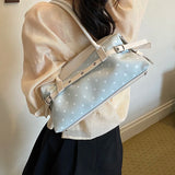  MQTIME  -  Korean Style Polka Dot Small PU Leather Top Handle Bag Ladies Contrast Color Shoulder Crossbody Bags New Trend Handbag