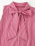 MQTIME  -  Women's Casual Stripe Lace Up Blouses Chic Asymmetrical Hem Sleeveless Loose Tank Tops Summer Lady Daily Street Shirts
