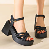 Mqtime summer new waterproof platform thick sole high heels thick heels fashion shoes with a thin belt simple women's shoes