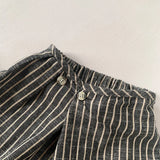  MQTIME  -  Children's Retro Striped Cotton And Linen Pant Spring Autumn New Japanese Boys And Girls Casual Loose Wide-Leg Pants WTP122