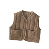 MQTIME  -  Korean Infant Girls Vest Solid Color Thicken Warm Toddler Girls Waistcoat New Winter Versatile Round Neck Kids Girls Vest