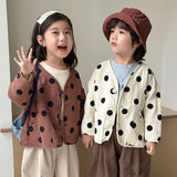 MQTIME  -  Baby Children's Jacket 1-8Y Korean New Polka Dot V-Neck Coat for Boys Girls 2025 Sring  Kid's Outwear Loose Casual Cardigan Top