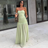 MQTIME  -  Party Dresses For Woman Tube Top Sleeveless Suspender Dress Solid Color Bodycon vestidos Fashion Elegant Temperament Trendy