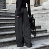  MQTIME  -  New Retro Niche Design Sense Irregular High Waist Wide Leg Pants Versatile Loose Commuter Trousers
