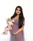 MQTIME  -  Elegant Tulle Maternity Dress For Photo Shoot Off The Shoulder Mix Colors V Neck Prom Party Dress for Pregnant Women Gowns