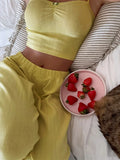 MQTIME  -  Solid Overshort Tank Top Pants Summer Spring Nightwear Pajamas Lounge Wear Women's Home Clothes Casual Sleepwear Home Wear D558