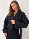  MQTIME  -  Women Casual Trench Outwear With Belt Vintage Solid Notched Neck Long Sleeve Jacket Autumn Fashion Lady Streetwear Coat