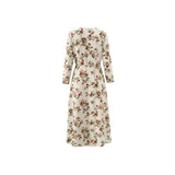  MQTIME  -  2026 Spring and Summer New Holiday Style Printing V-neck Lace-up Waist Dress