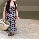 MQTIME  -  Summer Baby Girl Sling Dress Cotton Korean Sleeveless Toddler Girl Vestido Loose Thin Rose Printed Children Girl Slip Dress