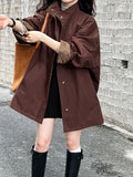 MQTIME  -  High-quality Oversized Stand-collar Trench Coat for Women, Lazy Style Minimalist Outerwear