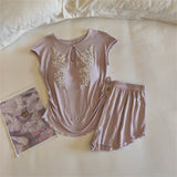 MQTIME  -   New Homewear Two-Piece Short-Sleeved Top Shorts Suit Pajamas Set Summer Comfortable Sleepwear Women Loungewear Pijama