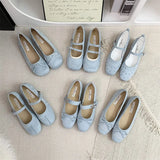MQTIME  -  Blue Flats Mary Janes Shoes Women Spring Autumn Casual Buckle Strap Loafers Elegant Bow Tie Ballets Ladies Shoes Footwear New