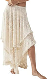 MQTIME  -  Ethnic style lace women's skirt retro irregular medium and long skirt lace curtain skirt cover
