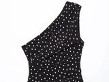  MQTIME  -  Women Polka Dot Short Dress 2026 Spring Summer New Sleeveless Mini Dress Ruched Simple Elegant Woman Casual Party Dresses