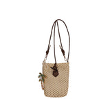MQTIME  -  Simple Handwoven Straw Cute Mini Crossbody Bucket Bag Ladies  Phone Shoulder Bags Summer Travel Beach Handbags and Puses