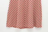  MQTIME  -  Women Elegant Red Plaid Skrit Sets Short Sling Top Camis High Waist Midi Skirts Summer Casual Holiday Beach Outfits