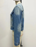 MQTIME  -  Autumn New Women's Slim Fit Short Style Collarless Long Sleeved Denim Jacket with Multiple Pockets Workwear Jacket