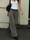  MQTIME  -  American Streetwear Low Waist Pockets Vintage Patchwork Casual Long Jeans