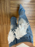  MQTIME  -  American Vintage Wings Patch Hot Diamond Ripped Jeans High Street Spice Girl High Waist Wide Leg Trousers Women Jeans