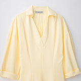  MQTIME  -  Autumn New Fashionable and Casual Solid Color Waist V-neck Slimming Long Sleeved Shirt Dress for Women