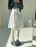 MQTIME  -  Y2k Irregularity Lace A-line Skirt Vintage Solid Sweet Age Reduction Skirts for Women Fold Long Skirt Korean Fashion Faldas