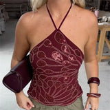 MQTIME  -  Women Retro y2k Aesthetic Halter Glitter Sequin Tanks Tops Sleeveless Backless Sexy Sparkly Club Party Vacation Vests Camisole