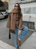 MQTIME  -  Fashion Temperament Solid Color Snood Collar Long Sleeve Woolen Short Coat Women's 2025 Winter New Wholesale