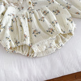 MQTIME  -  New Spring Infant Baby Bodysuits+Hat Long Sleeved Cotton Floral Printing Newborn Baby Girl Jumpsuit Baby Girl Clothing