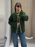  MQTIME  -  Spring Autumn O-neck Cardigan Sweater For Women Long Sleeve Single Breasted Knitted Jacket Casual Lady Street Chic Outwear