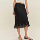 MQTIME  -  Fashion Lace Patchwork Long Skirt Women's Slim High Waist Commute Elegant Party Y2k Skirt Female Summer Maxi Skirt
