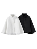 MQTIME  -  Elegant Cloak Women Loose High Neck A Line Hidden Button Coats Female Spring New Fashion Solid Soft Chic Cloaks Lady