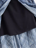 MQTIME  -  Women'S Folding Versatile A-Line Half Length Skirt With High Waist Spring Summer Female Chic Asymmetric Grid Pattern Midi Skirt