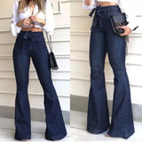 MQTIME  -  2024 New High-waist Micro-elastic Lace-up Flared Pants Wide-leg PantsWomen's Jeans Jeans Woman  Ripped Jeans for Women