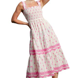 MQTIME  -  Women s Boho Floral Print Sleeveless Maxi Dress with Adjustable Spaghetti Straps for Summer Beach Vacation Style