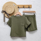  MQTIME  -  Summer New Boys And Girls Daily Casual Soft Suit 100% Cotton Children's Round Neck Short Sleeve T-Shirt + Loose Shorts 2pcs Sets