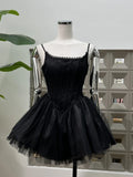 MQTIME  -  Sexy Spaghetti Strap Backless Bow Design Mini Dress Women Pink Black Sleeveless Lace Patchwork A-line Dresses Birthday Party