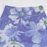 MQTIME  -  French Temperament Flower Print Gauze Patchwork Slim Mid-length Women's Skirts