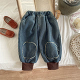 MQTIME  -   Boys Thick Fleece Jeans Pants Autumn Winter New Children Padded Warm Trousers Baby Casual Long Pants Baby Clothes