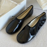 MQTIME  -  Women Sheepskin Ballet Flat Shoes Slip‑On Round Toe Loafers Grandmother Shoes Modern Minimalist Breathable Daily Ladies Footwear