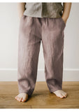 MQTIME  -  Boys Casual Linen Straight Pants Spring Summer New Children's Elastic Waist Loose Pants Trousers With Pockets Kids Clothes