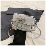  MQTIME  -  Cute PU Leather Biscuit Bow Large-capacity Patchwork Crossbody Bag Shoulder Bags Kawaii Women's Bag Lipstick Wallet Storage Bags