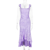 MQTIME  -  Pleated Sleeveless Sexy Long Fishtail Dress For Women Fashion Solid Color Slimmer Bodycon Club Party Sexy Dresses Clubwear D447