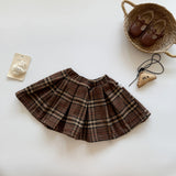﻿ MQTIME  -  New autumn baby clothing for 0-3 years old, fashionable brown plaid pleated skirt, cute   skirt